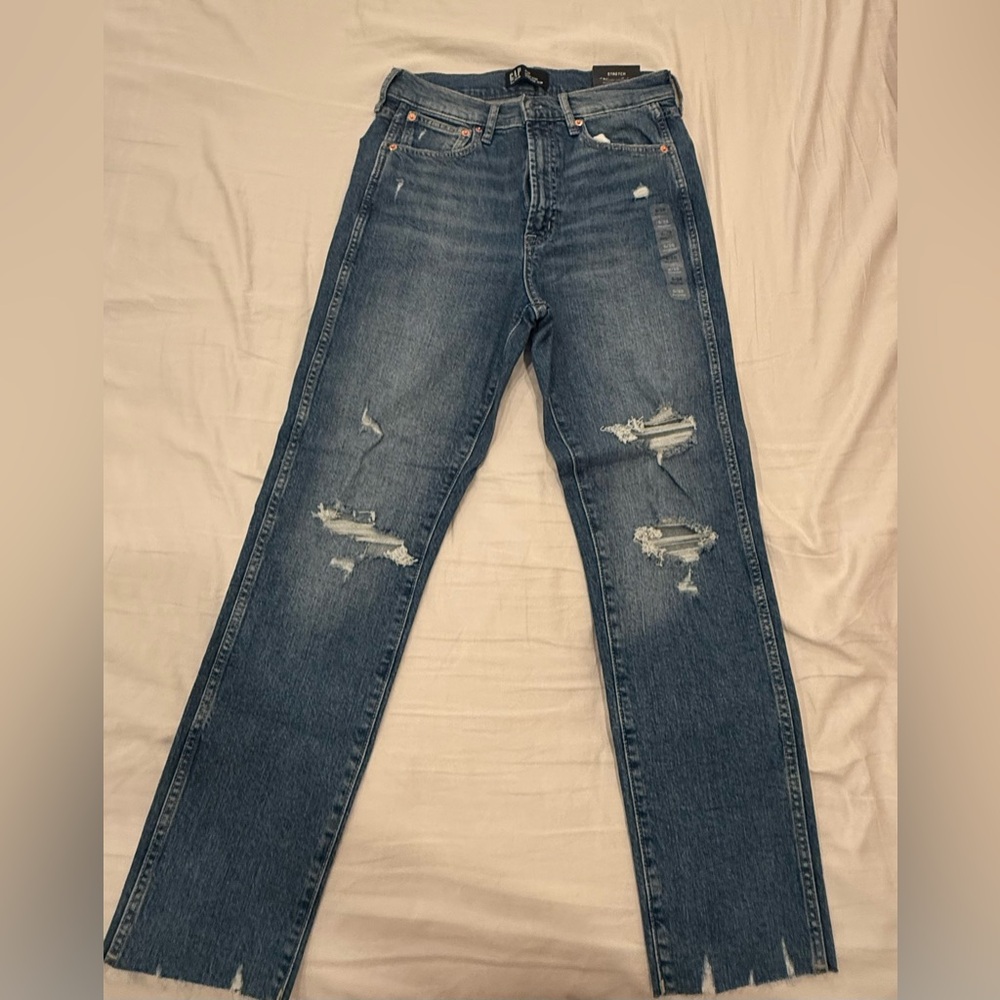 GAP High Rise Distressed Blue Jeans